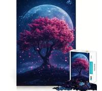 Puzzle rosa con albero di ciliegio in fiore, 1000 pezzi, per adulti, ideale per stimolare la mente e alleviare lo stress, con bordi precisi, perfetto come decorazione da parete (38x26cm)