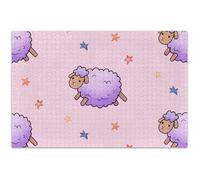 Puzzle rosa con pecore viola per adulti, 500 pezzi, puzzle di arte animale, divertente puzzle della natura, puzzle per la famiglia, regalo per gli amanti, 50 x 37 cm