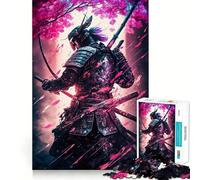 Puzzle rosa da 1000 pezzi con guerriero samurai per adulti, ideale per rafforzare la memoria, creare un'atmosfera piacevole e creare un regalo raffinato (38x52cm)