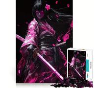 Puzzle rosa del guerriero samurai per adulti, 1000 pezzi, gioco di logica, hobby silenzioso, taglio perfetto, regalo elegante (38x26cm)