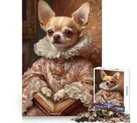 Puzzle rosa elegante con Chihuahua per adulti, 1000 pezzi, gioco per allenare la mente, divertimento per tutta la famiglia, taglio di precisione, regalo adorabile (50x75cm)
