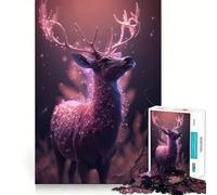 Puzzle rosa fantasy con cervo luminoso da 1000 pezzi per adolescenti, migliora la memoria, rilassa la mente, ha bordi affilati ed è un regalo creativo (38x52cm)