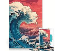 Puzzle rosa "Great Wave Retro" da 1000 pezzi per adulti, ideale come regalo per sviluppare la logica e la capacità di gioco Taglio preciso e divertente Regalo elegante (38x26cm)