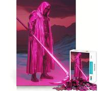 Puzzle rosa neon con mietitore, 1000 pezzi, per adolescenti, gioco rilassante, ritagli nitidi, regalo adorabile (38x26cm)