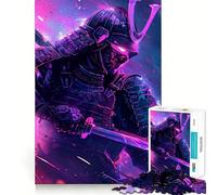 Puzzle rosa neon samurai da 1000 pezzi per adolescenti, puzzle facile da costruire, per il tempo libero, taglio preciso, regalo di Babbo Natale (38x26cm)
