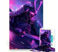 Puzzle rosa neon samurai da 1000 pezzi per adulti, gioco di abilità mentale, relax, design, assemblaggio, pezzo da collezione (38x52cm)