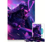 Puzzle rosa neon samurai da 1000 pezzi per adulti, ideale per rafforzare la memoria, per il tempo libero e il divertimento, con bordi di qualità e un regalo elegante (50x75cm)