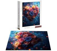 Puzzle Rosa Puzzle 1000 Pezzi Jigsaw Adulti DIY Classici Gioco, Puzzles a Forma di Fiore, Giochi Rilassamento e Intelligence per Ragazzi da 14 Anni 75x50 cm/1000 pcs con Scatola Regalo in Legno B-5924