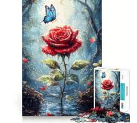 Puzzle "Rosa rossa nella foresta" per adulti, 1000 pezzi, gioco di logica, antistress, ritaglio preciso, oggetto da collezione (50x75cm)
