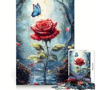 Puzzle "Rosa rossa nella foresta" per adulti, 1000 pezzi, gioco di logica, antistress, ritaglio preciso, oggetto da collezione (50x75cm)