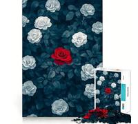 Puzzle "Rosa Rossa tra il Bianco" per adulti, 1000 pezzi, gioco di abilità mentale, hobby tranquillo, design, assemblaggio, regalo per le vacanze (50x75cm)