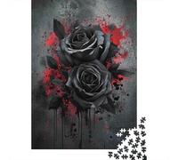 Puzzle Rose Nere Inchiostro e Sangue Dramma Gotico, 1000 pezzi carta riciclata unisex, gioco educativo rilassante 38x26cm/1000pcs