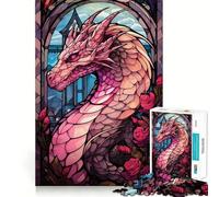 Puzzle Rose Valtaria Drago Rosa da 1000 pezzi per ragazzi, gioco di logica, divertimento in famiglia, bordi trasparenti, calda sorpresa (38x52cm)