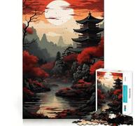 Puzzle rosso giapponese da 1000 pezzi per ragazzi, gioco di logica fine, facile da usare, bordi precisi, regalo per le festività (38x52cm)