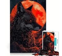 Puzzle rosso Lupo e Luna per adulti,1000 pezzi,gioco di abilità,taglio di precisione,sfida divertente per il tempo libero (38x26cm)