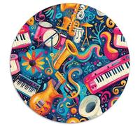 Puzzle rotondi con note musicali, 1000 pezzi, per adulti e bambini, strumento musicale, piuttosto impossibile, difficile, impegnativo, 1000 pezzi (67,5 x 67,5 cm)