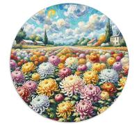 Puzzle rotondi da 1000 pezzi di crisantemo per adulti, regalo per la famiglia, forma unica, impossibile, regalo di Natale creativo per adolescenti e adulti, 1000 pezzi (67,5 x 67,5 cm)