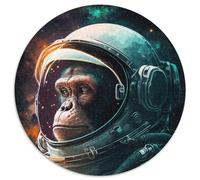 Puzzle rotondi da 1000 pezzi per adulti, Astronauta, Scimpanzé, Puzzle impossibili per adulti, Capodanno, regalo per le feste (67,5x67,5cm)