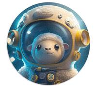 Puzzle rotondi da 1000 pezzi per adulti, astronauta, spazio, pecora, puzzle impossibili per adulti, Capodanno, regalo per le feste (67,5x67,5cm)
