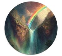 Puzzle rotondi da 1000 pezzi per adulti con cascata di montagna, paesaggio, in cartone, per adolescenti dai 14 anni in su, decorazione per la casa (67,5x67,5cm)