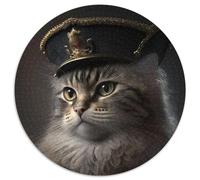 Puzzle rotondi da 1000 pezzi per adulti con Napoleone vestito da gatto, puzzle in cartone, regalo perfetto per compleanni, feste e decorazioni per la casa (67,5x67,5cm)