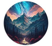 Puzzle rotondi da 1000 pezzi per adulti con paesaggio montano, puzzle impossibili per adulti, Capodanno, regalo per le feste (67,5x67,5cm)