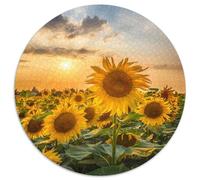Puzzle rotondi da 1000 pezzi per adulti Girasoli alla sera Puzzle impossibili per adulti Perfetto regalo di Natale e Capodanno, regalo per le feste (67,5x67,5cm)