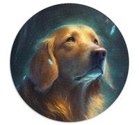 Puzzle rotondi da 1000 pezzi per adulti, Golden Retriever da sogno, puzzle impossibili per adulti, Capodanno, regalo per le feste (67,5x67,5cm)