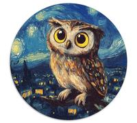 Puzzle rotondi da 1000 pezzi per adulti, gufo e cielo notturno, puzzle in cartone, rompicapo impegnativo per adolescenti, perfetto come decorazione per la casa o come regalo (67,5x67,5cm)