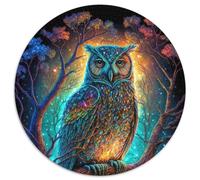 Puzzle rotondi da 1000 pezzi per adulti, gufo notturno, puzzle impossibili per adulti, Capodanno, regalo per le feste (67,5x67,5cm)