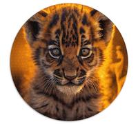 Puzzle rotondi da 1000 pezzi per adulti "Little Fire Tigers", perfetti per il divertimento in famiglia a Natale, Ringraziamento, compleanni e Pasqua (dimensioni 67,5x67,5 cm)