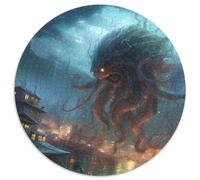 Puzzle rotondi da 1000 pezzi per adulti Monster Rise, puzzle in cartone, regalo perfetto per compleanni, feste e decorazioni per la casa (67,5x67,5cm)