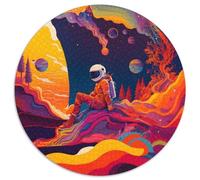 Puzzle rotondi da 1000 pezzi per adulti, motivo astronauta, puzzle impossibili colorati per adulti, Capodanno, regalo per le feste (67,5x67,5cm)