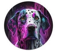 Puzzle rotondi da 1000 pezzi per adulti, motivo: dalmata al neon, adatti per compleanni, Halloween, Ringraziamento, Pasqua (67,5x67,5cm)
