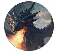 Puzzle rotondi da 1000 pezzi per adulti, motivo: drago di fuoco furioso, puzzle impegnativi, ideali come regalo di compleanno o per le feste, giocattolo da gioco per feste (67,5x67,5cm)