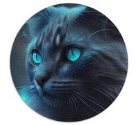 Puzzle rotondi da 1000 pezzi per adulti, motivo: gattino in primo piano, in cartone, regalo perfetto per compleanni, feste e decorazioni per la casa (67,5x67,5cm)