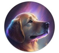 Puzzle rotondi da 1000 pezzi per adulti, motivo: Golden Retriever con nuvole, puzzle impegnativi, ideali come regalo di compleanno o per le feste, giocattolo da gioco per feste (67,5x67,5cm)