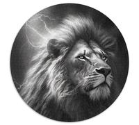 Puzzle rotondi da 1000 pezzi per adulti, motivo: leone del tuono, in cartone, per adolescenti dai 14 anni in su, decorazione per la casa (67,5x67,5cm)