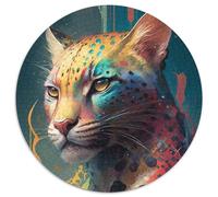 Puzzle rotondi da 1000 pezzi per adulti, Ocelot Painting, puzzle impossibili per adulti, Capodanno, regalo per le feste (67,5x67,5cm)
