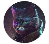 Puzzle rotondi da 1000 pezzi per adulti, punk cat, puzzle impossibili per adulti, Capodanno, regalo per le feste (67,5x67,5cm)