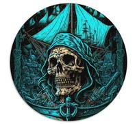 Puzzle rotondi da 1000 pezzi per adulti, puzzle di carta a tema pirata con scheletro, adatti per compleanni, Halloween, Ringraziamento, Pasqua (67,5x67,5cm)