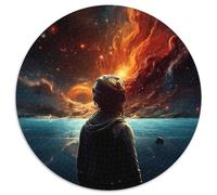 Puzzle rotondi da 1000 pezzi per adulti, puzzle di cartone con fenomeni spaziali arancioni, rompicapo impegnativo per adolescenti, perfetti come decorazione per la casa o come regalo (67,5x67,5cm)
