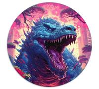 Puzzle rotondi da 1000 pezzi per adulti, puzzle di cartone raffiguranti un antico mostro alligatore, regalo perfetto per compleanni, feste e decorazioni per la casa (67,5x67,5cm)