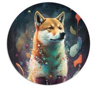 Puzzle rotondi da 1000 pezzi per adulti, raffiguranti Shiba Inu e il suo cucciolo, in cartone, regalo perfetto per compleanni, feste e decorazioni per la casa (67,5x67,5cm)