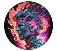 Puzzle rotondi da 1000 pezzi per adulti, raffiguranti umani al neon che bruciano, in cartone, regalo perfetto per compleanni, feste e decorazioni per la casa (67,5x67,5cm)