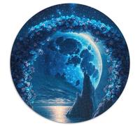 Puzzle rotondi da 1000 pezzi per adulti Sotto la luce della luna, puzzle impossibili per adulti, Capodanno, regalo per le feste (67,5x67,5cm)