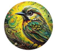 Puzzle rotondi di carta "Green Sparrow", 1000 pezzi per adulti, perfetti per adolescenti, per rafforzare i legami familiari, rompicapo e regalo fai da te per la casa 67,5x67,5 cm