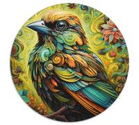 Puzzle rotondi in cartone "Green Sparrow", 1000 pezzi, per adulti, rompicapo impegnativo per adolescenti, gioco interattivo divertente per famiglie 67,5x67,5 cm