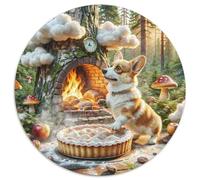 Puzzle Rotondo 1000 Pezzi Pembroke Welsh Corgi Rompicapo Per Adulti E Bambini Good Friend Partner Pet Famiglia Ridotta Pressione Multicolore Perfetto Impossibile Creativo Colorato 1000pcs (67.5x67.