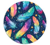 Puzzle rotondo 1000 pezzi piume iridescenti cielo stellato meraviglioso puzzle decorativo per adolescenti e adulti, 1000 pezzi (67,5 x 67,5 cm)